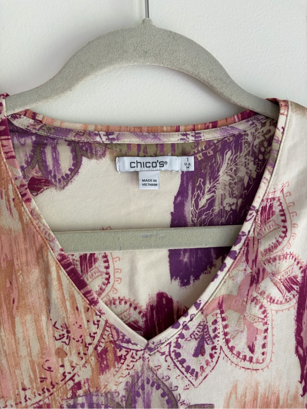 Chico's V Neck 3/4 Balloon Sleeve Cotton Knit Shirt Size 1 - Picture 5 of 7
